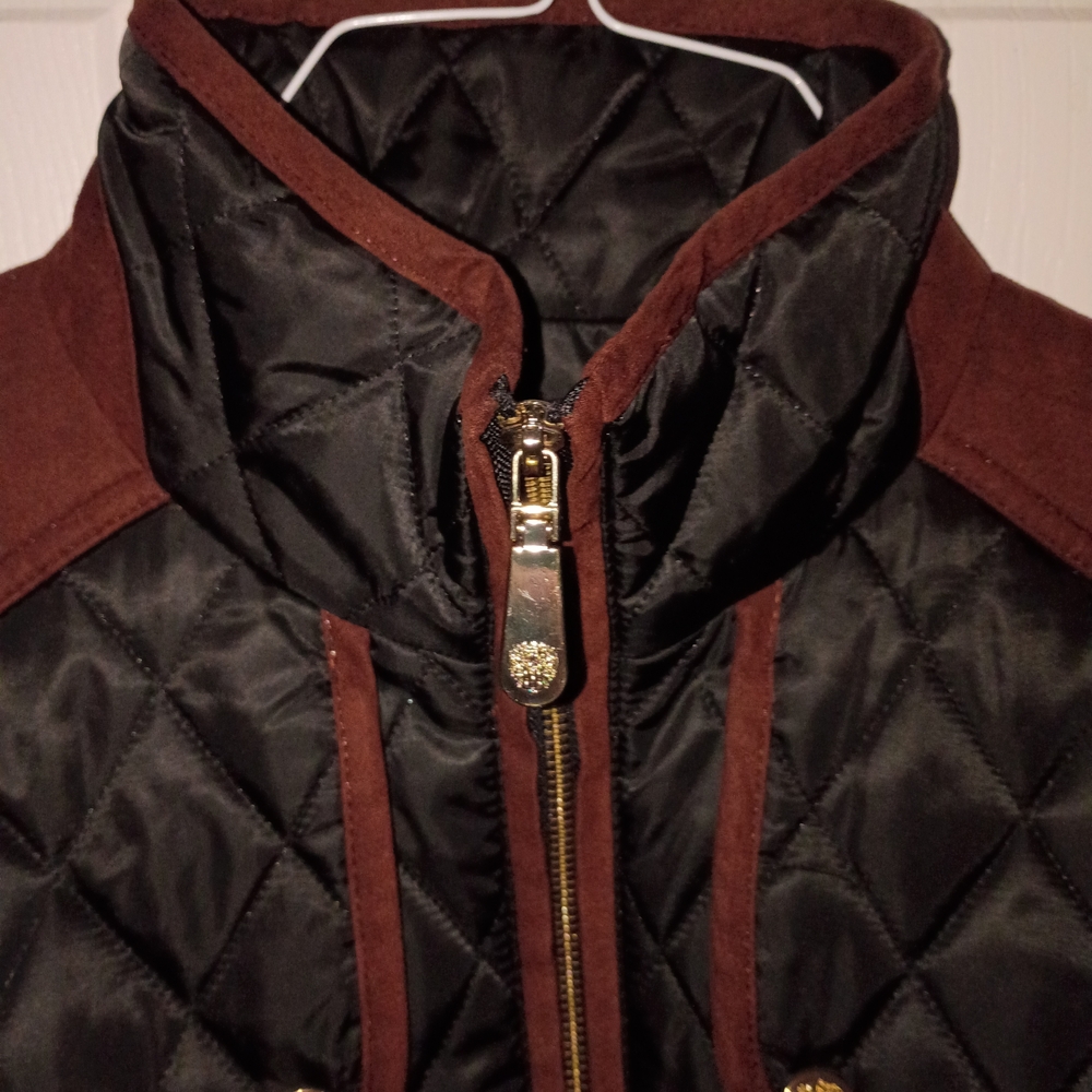 Vince Camuto Black and Brown Quilted Utility Jacket - Picture 5 of 7